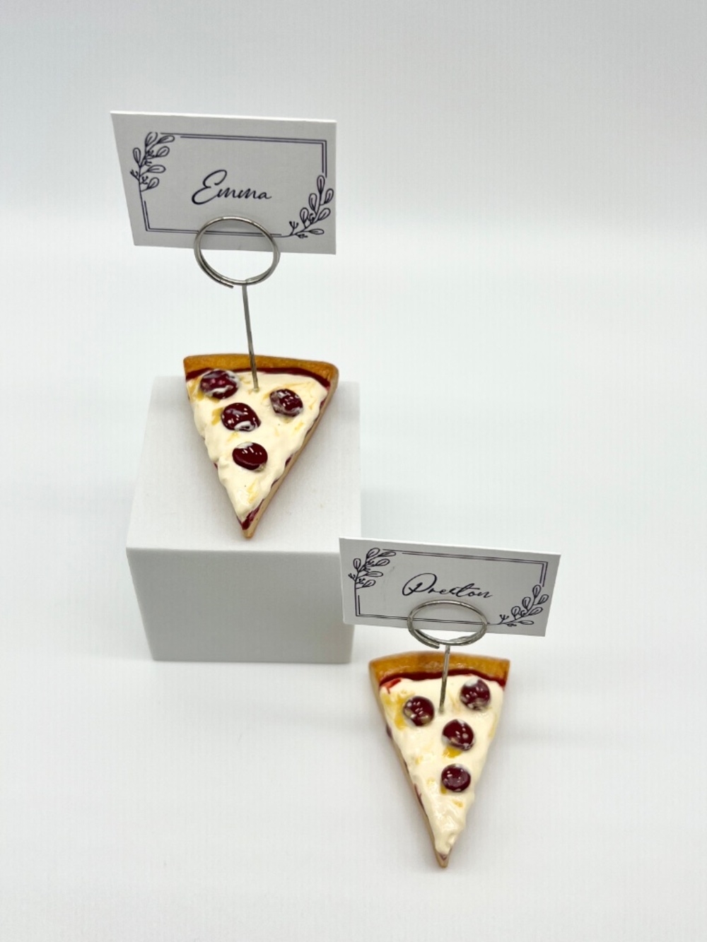 Pizza Place Card Holder or Photo Holder – Handmade Mini Pepperoni Slice - Picture 6 of 12